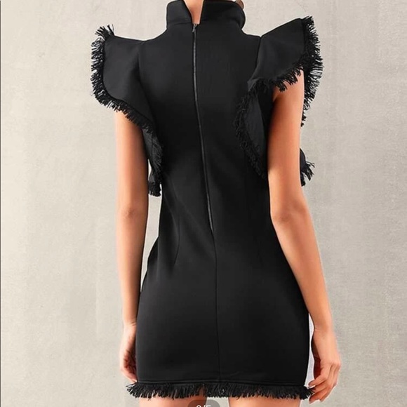 Small black cocktail dress with statement ruffle sleeves NEW - Picture 3 of 3
